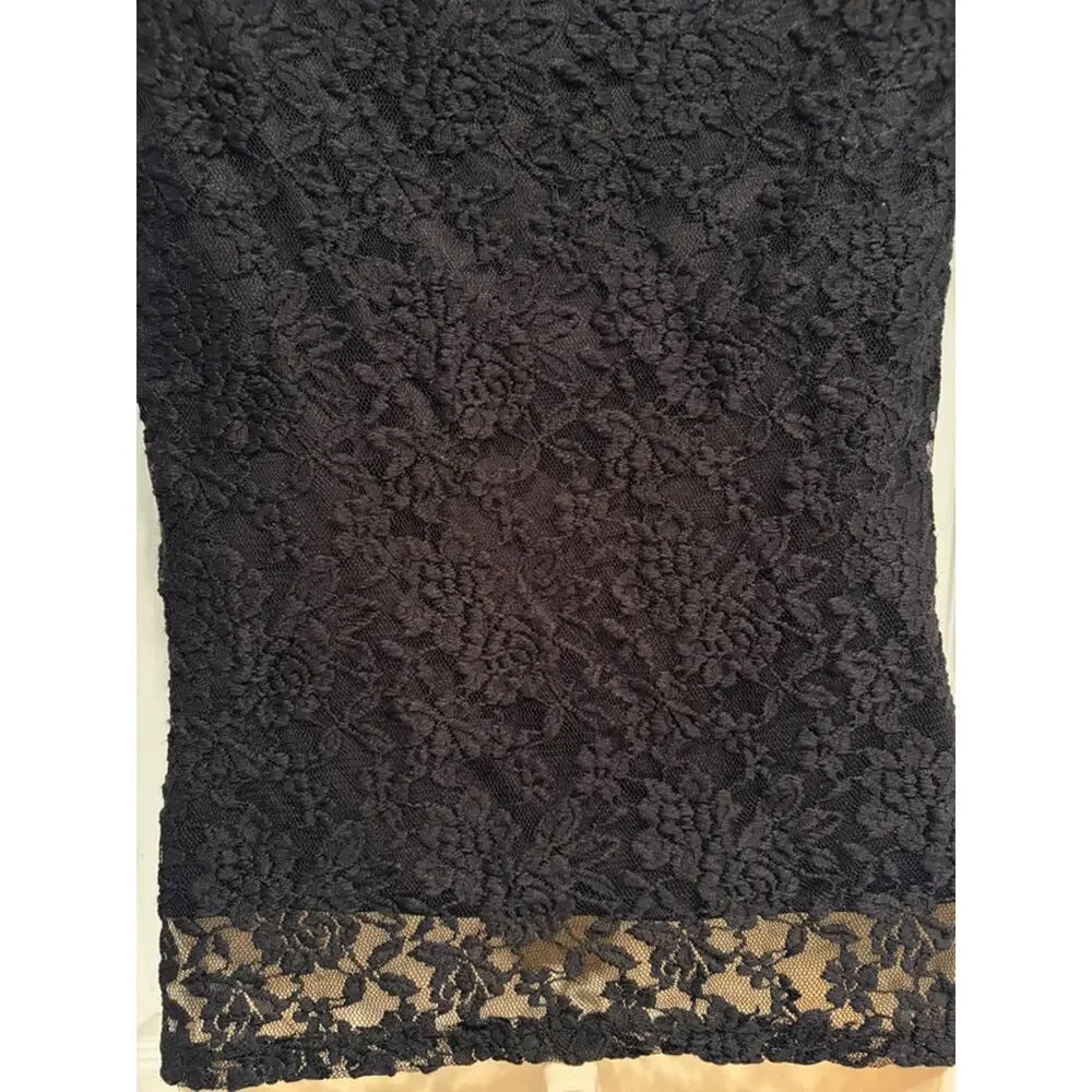 NWT Carmen Marc Valvo Black Lace Top Medium Sheer Floral Cocktail Party Chic - Picture 5 of 11